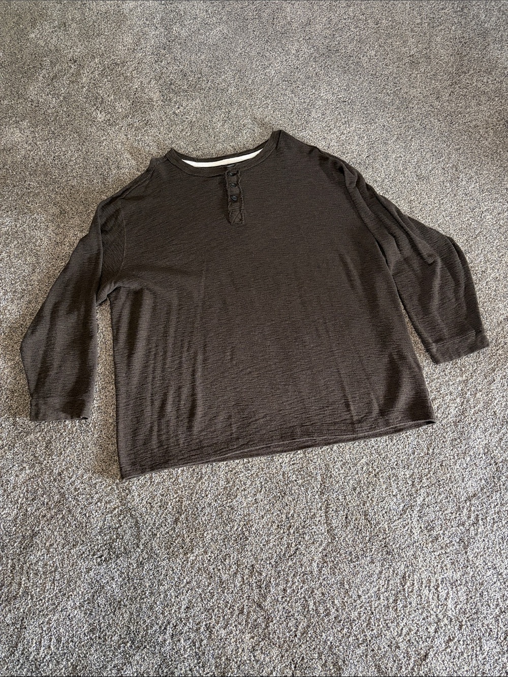 St. John's Bay Men's Chocolate Henley Long-Sleeve Shirt Size 3XLT